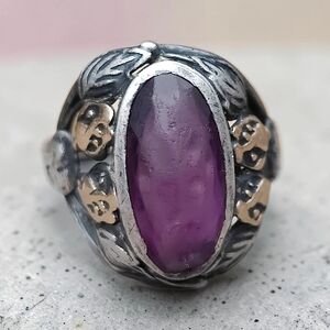 Antique Art Nouveau 14k And Sterling Amethyst Ring